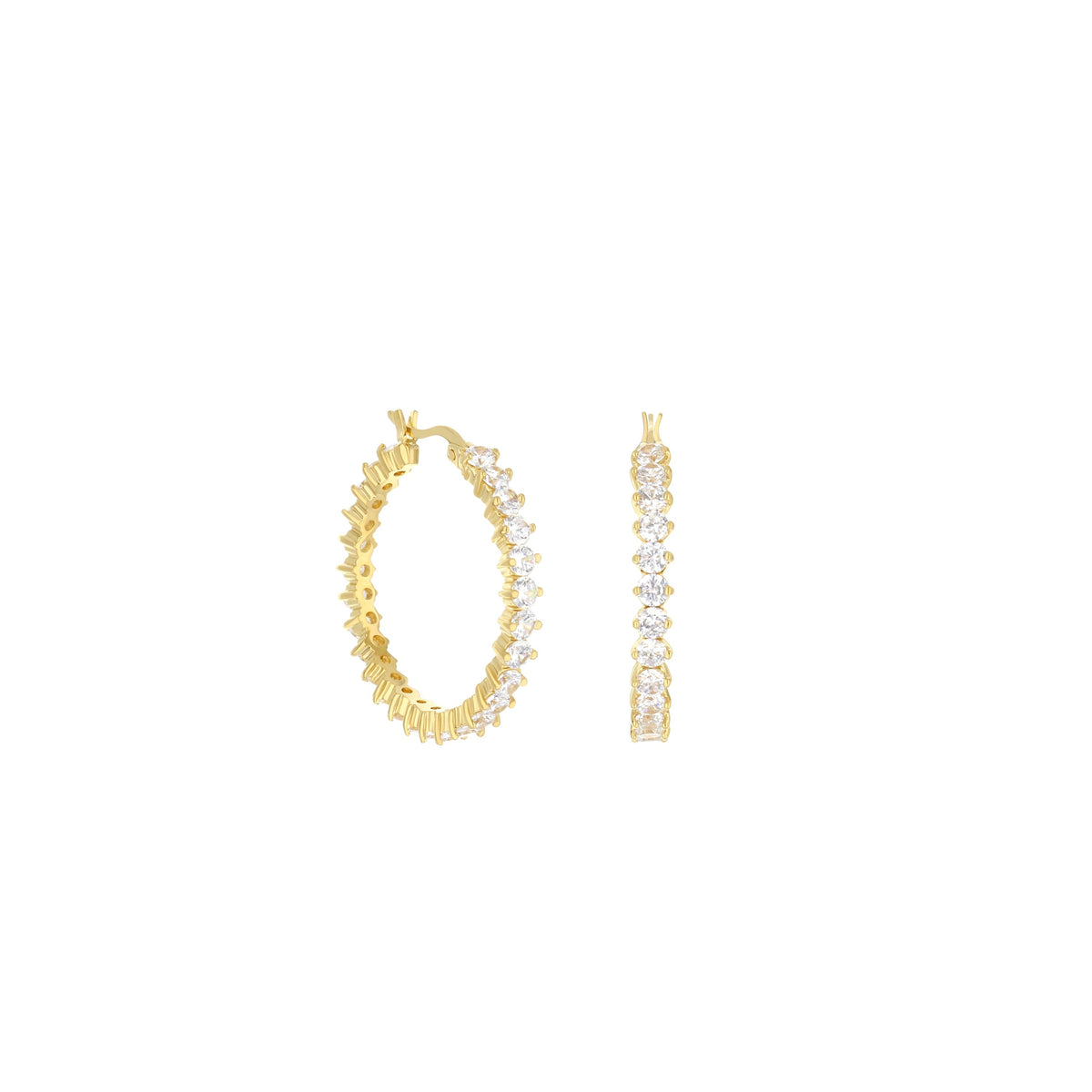 Pave Hoop Earrings — Oval Stone Row