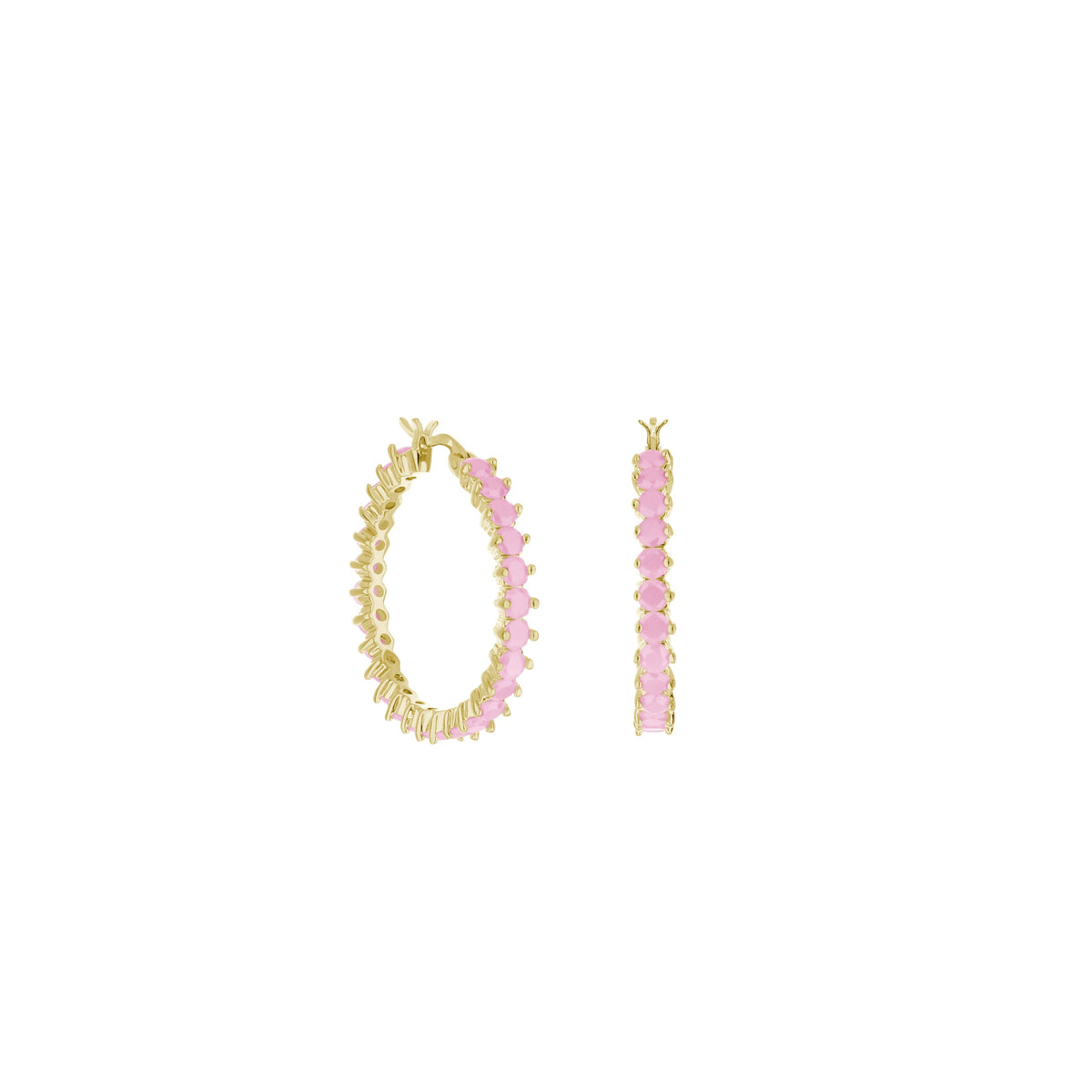 Pave Hoop Earrings — Oval Stone Row