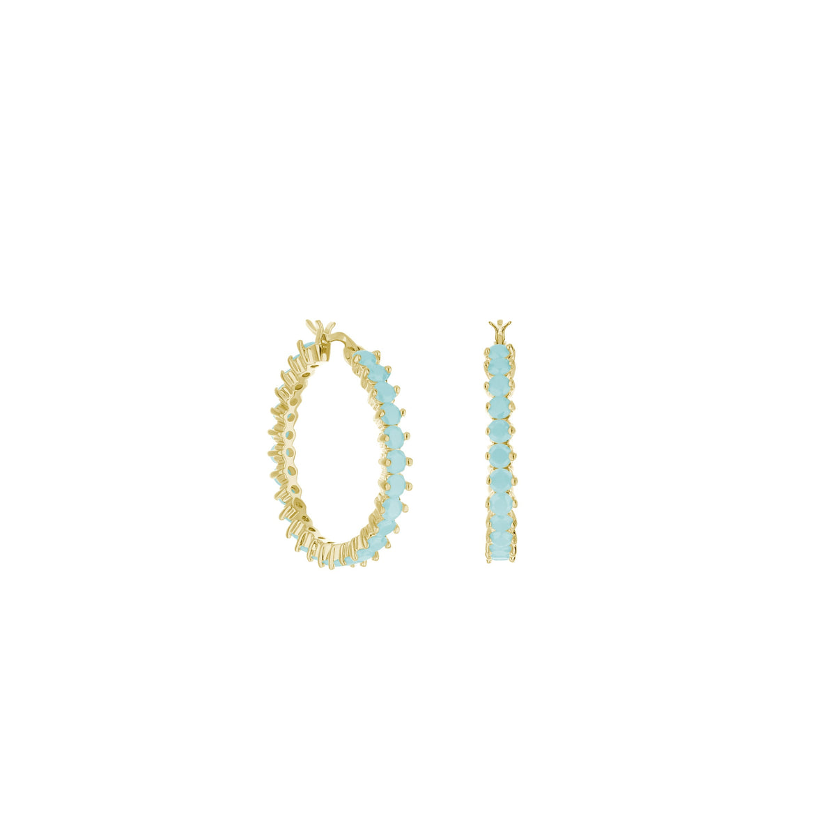 Pave Hoop Earrings — Oval Stone Row