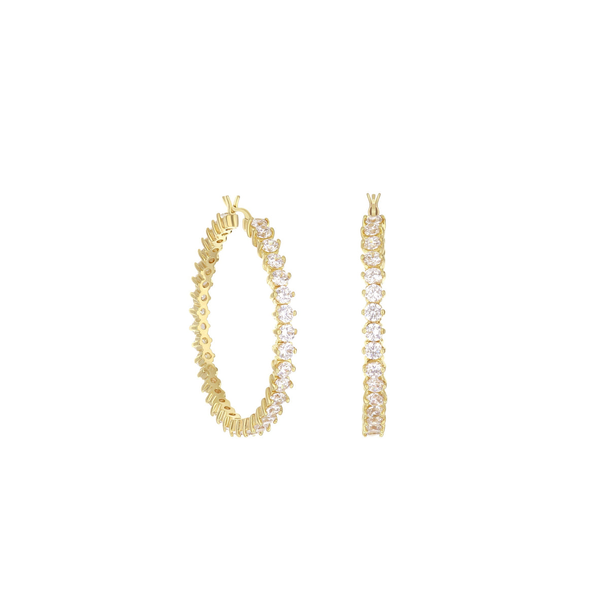 Pave Hoop Earrings — Oval Stone Row