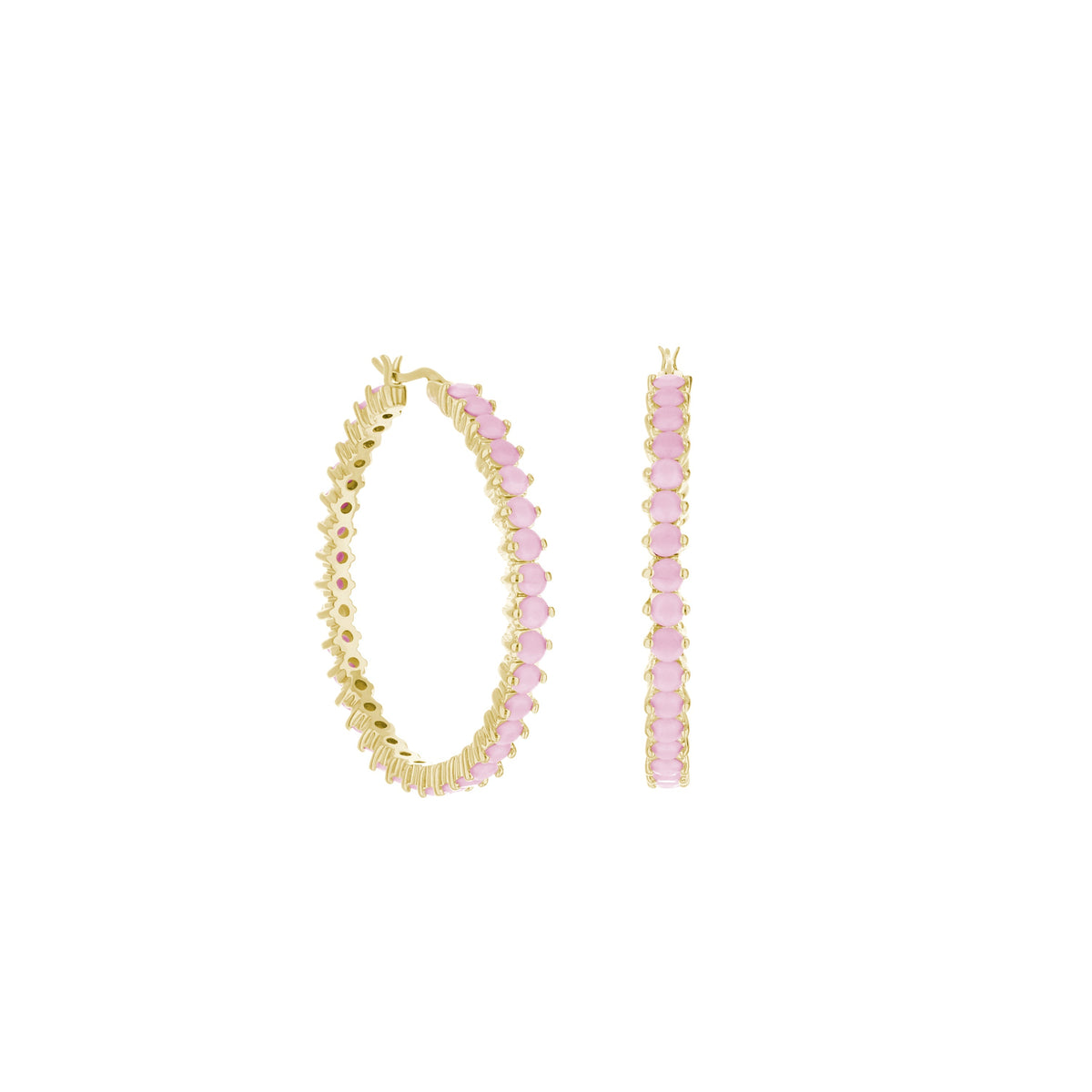 Pave Hoop Earrings — Oval Stone Row