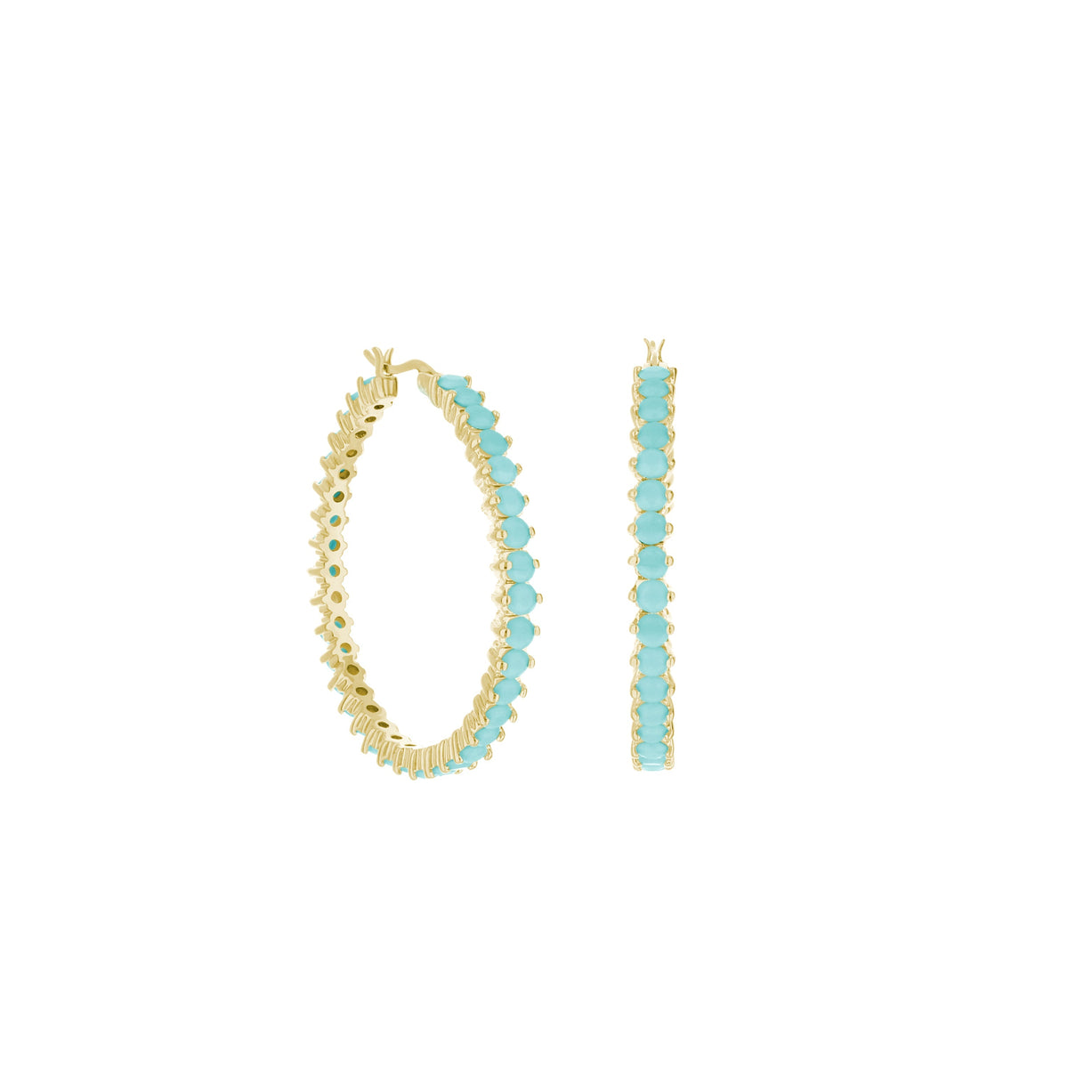 Pave Hoop Earrings — Oval Stone Row