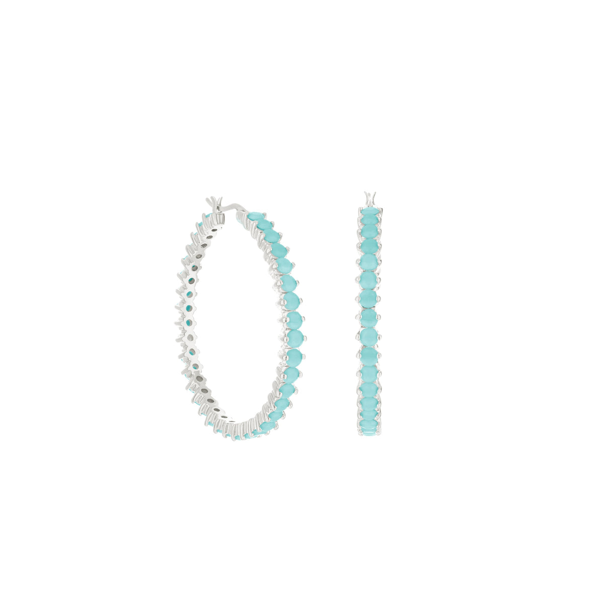 Pave Hoop Earrings — Oval Stone Row