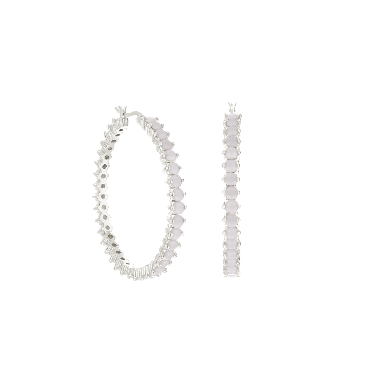 Pave Hoop Earrings — Oval Stone Row