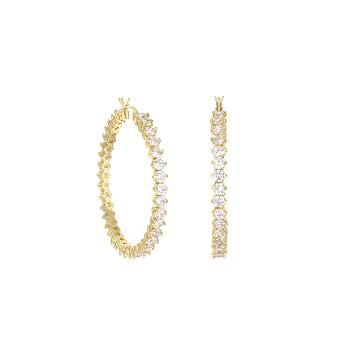 Pave Hoop Earrings — Oval Stone Row