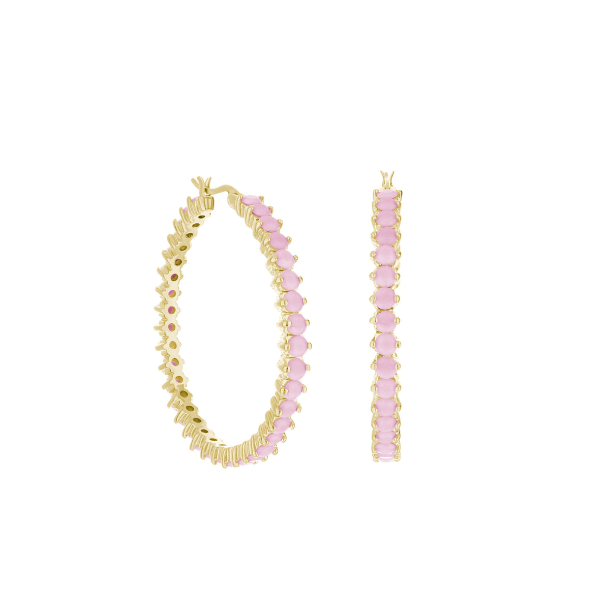 Pave Hoop Earrings — Oval Stone Row