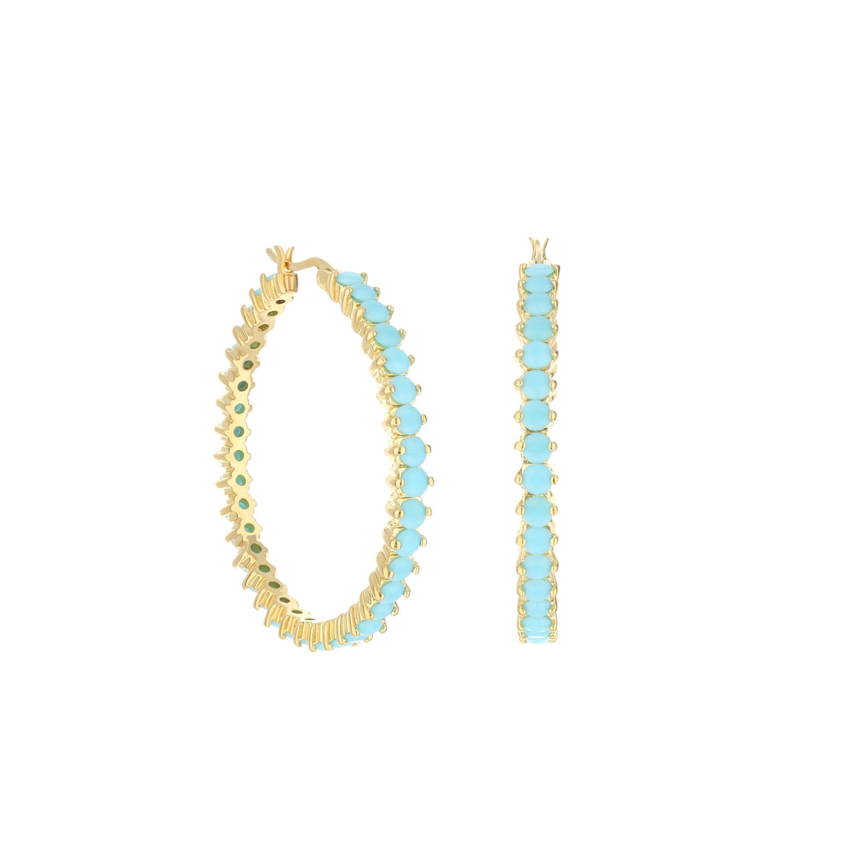 Pave Hoop Earrings — Oval Stone Row