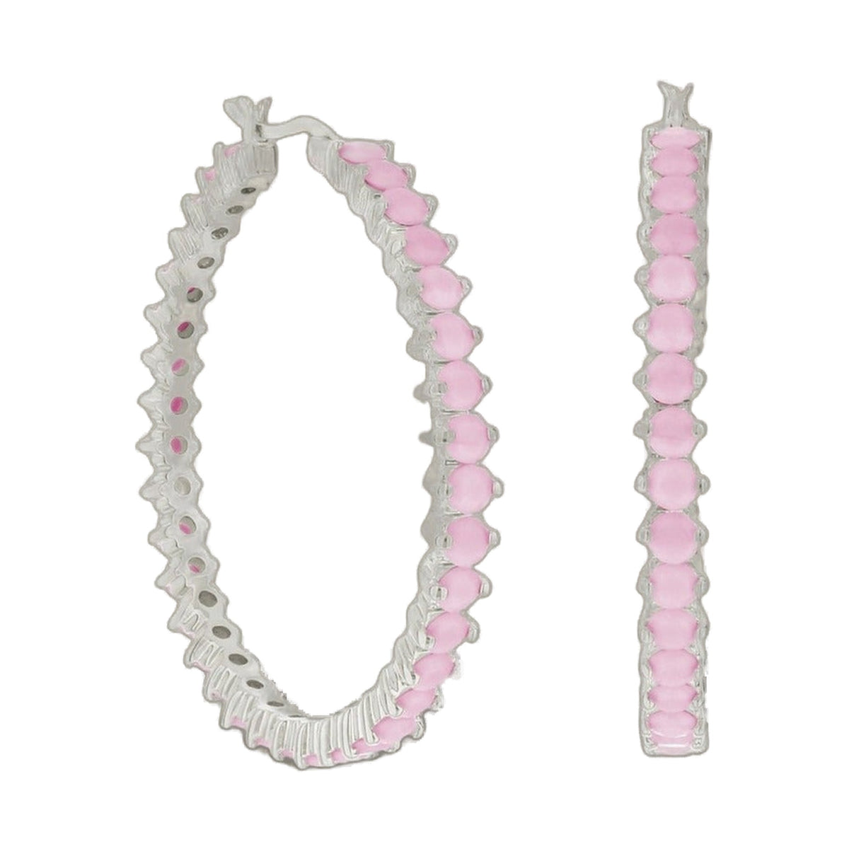 Pave Hoop Earrings — Oval Stone Row