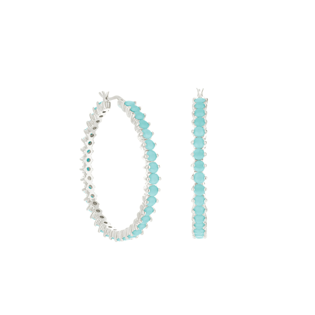 Pave Hoop Earrings — Oval Stone Row