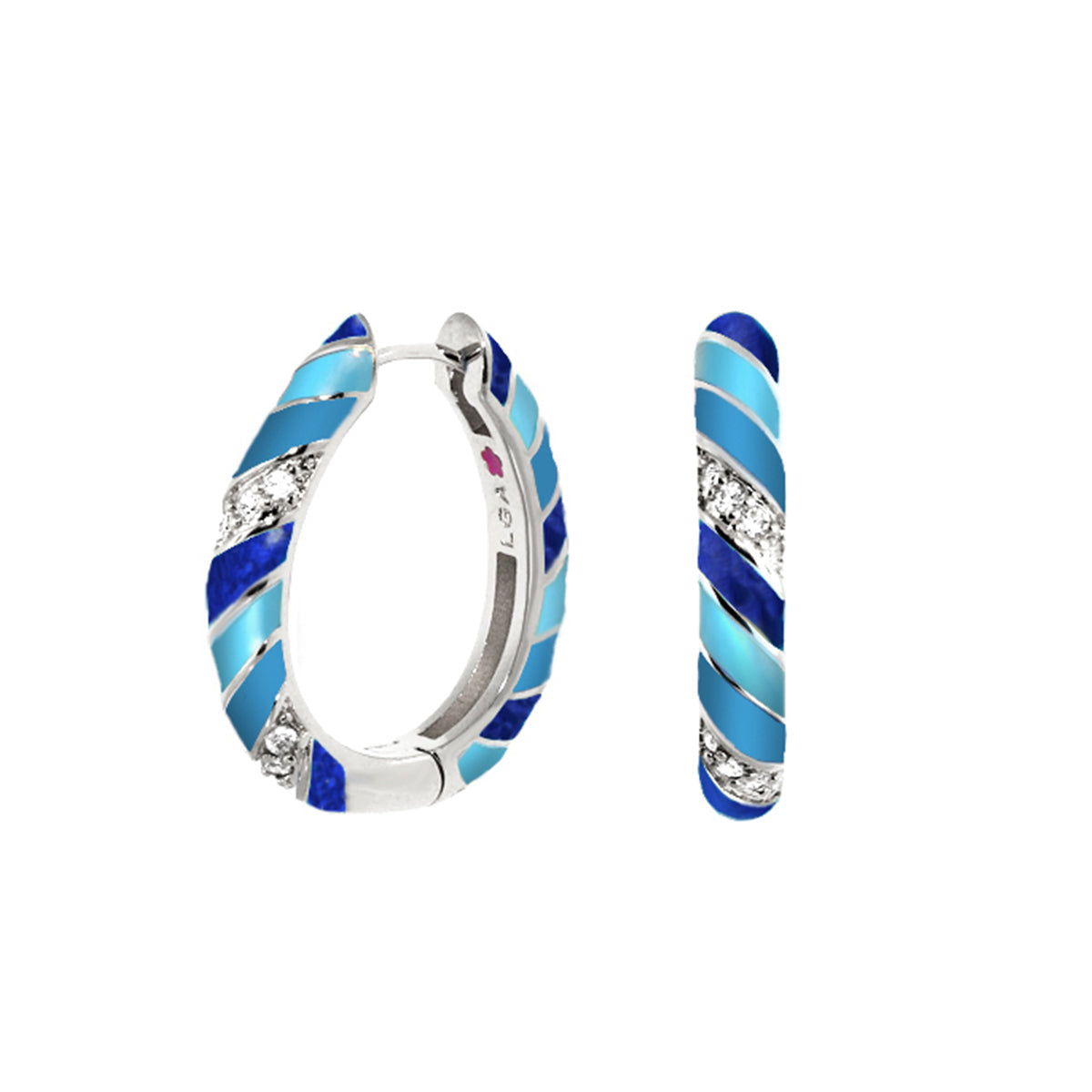 Stackable Fiesta Earrings — Enamel Stripe Pavé Hoop