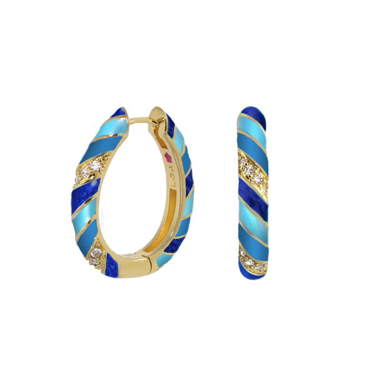 Stackable Fiesta Earrings — Enamel Stripe Pavé Hoop