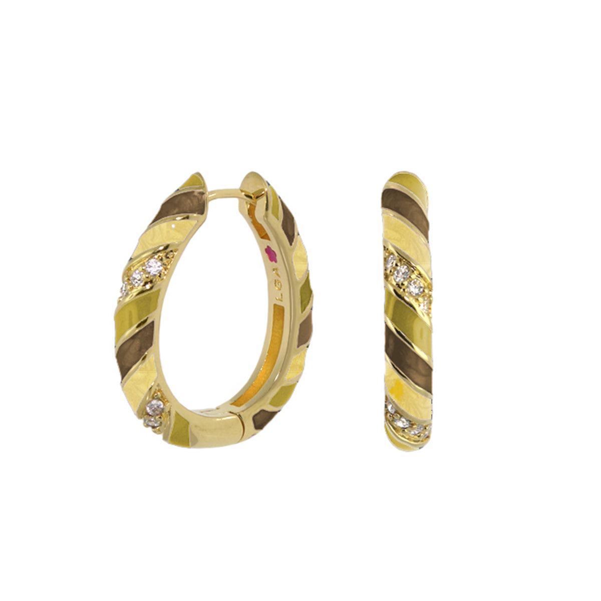 Stackable Fiesta Earrings — Enamel Stripe Pavé Hoop