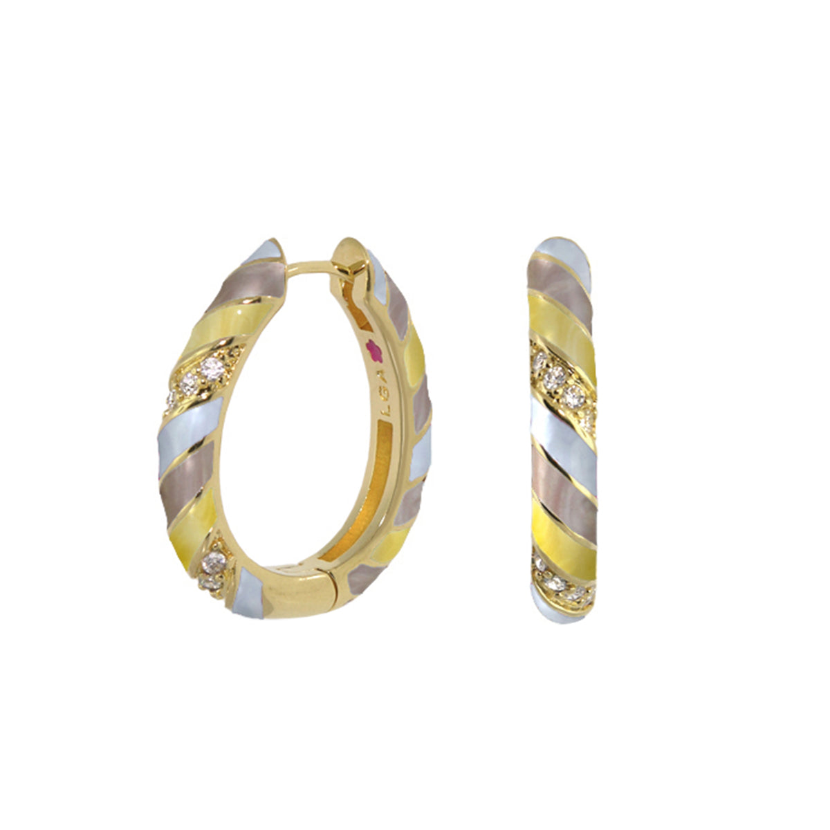 Stackable Fiesta Earrings — Enamel Stripe Pavé Hoop