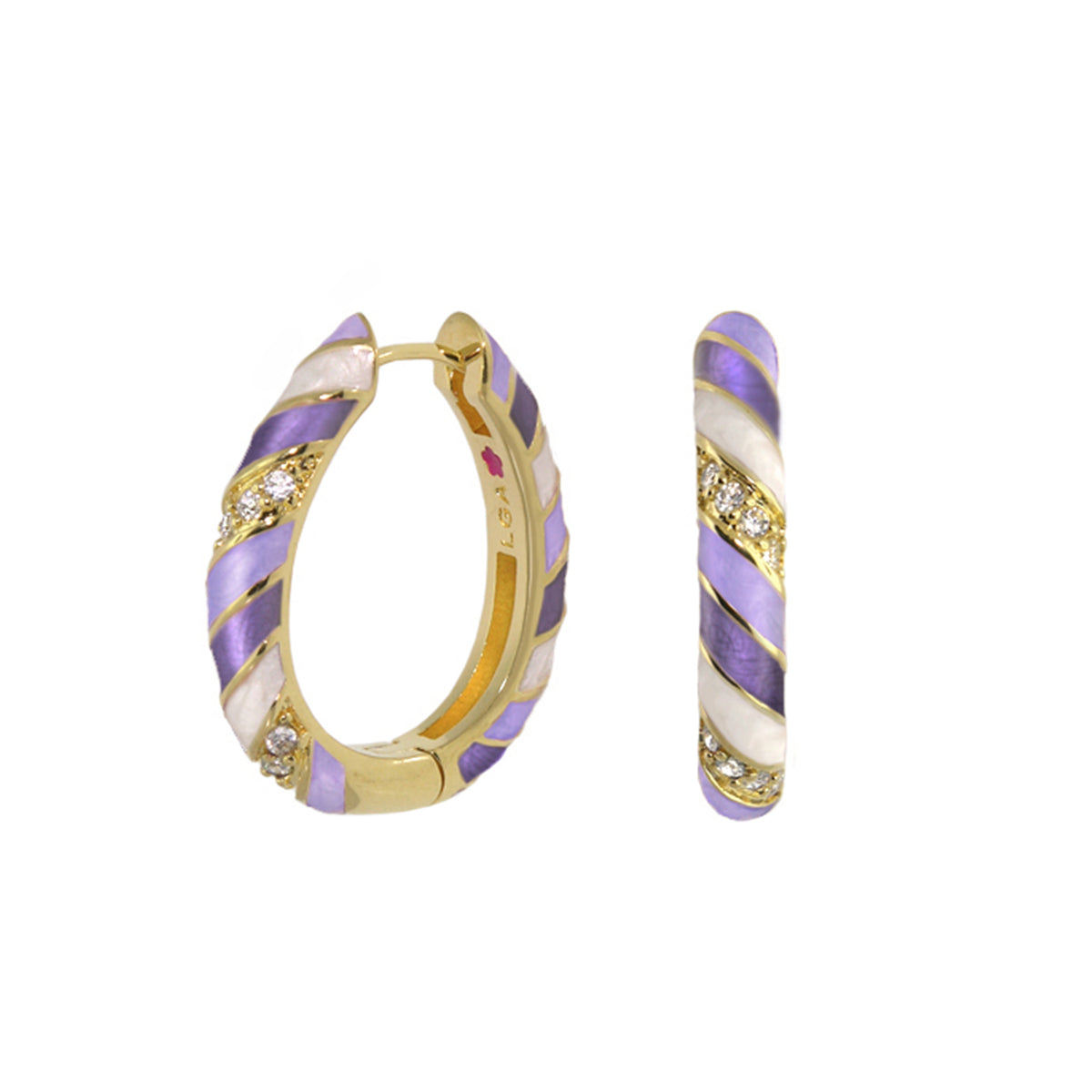 Stackable Fiesta Earrings — Enamel Stripe Pavé Hoop