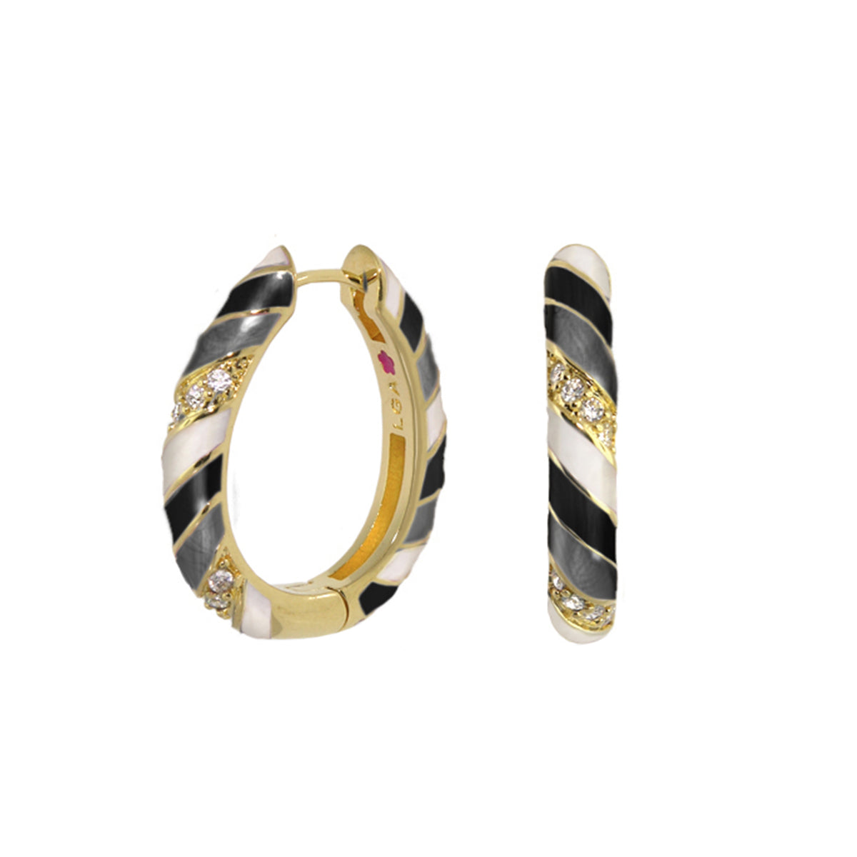 Stackable Fiesta Earrings — Enamel Stripe Pavé Hoop