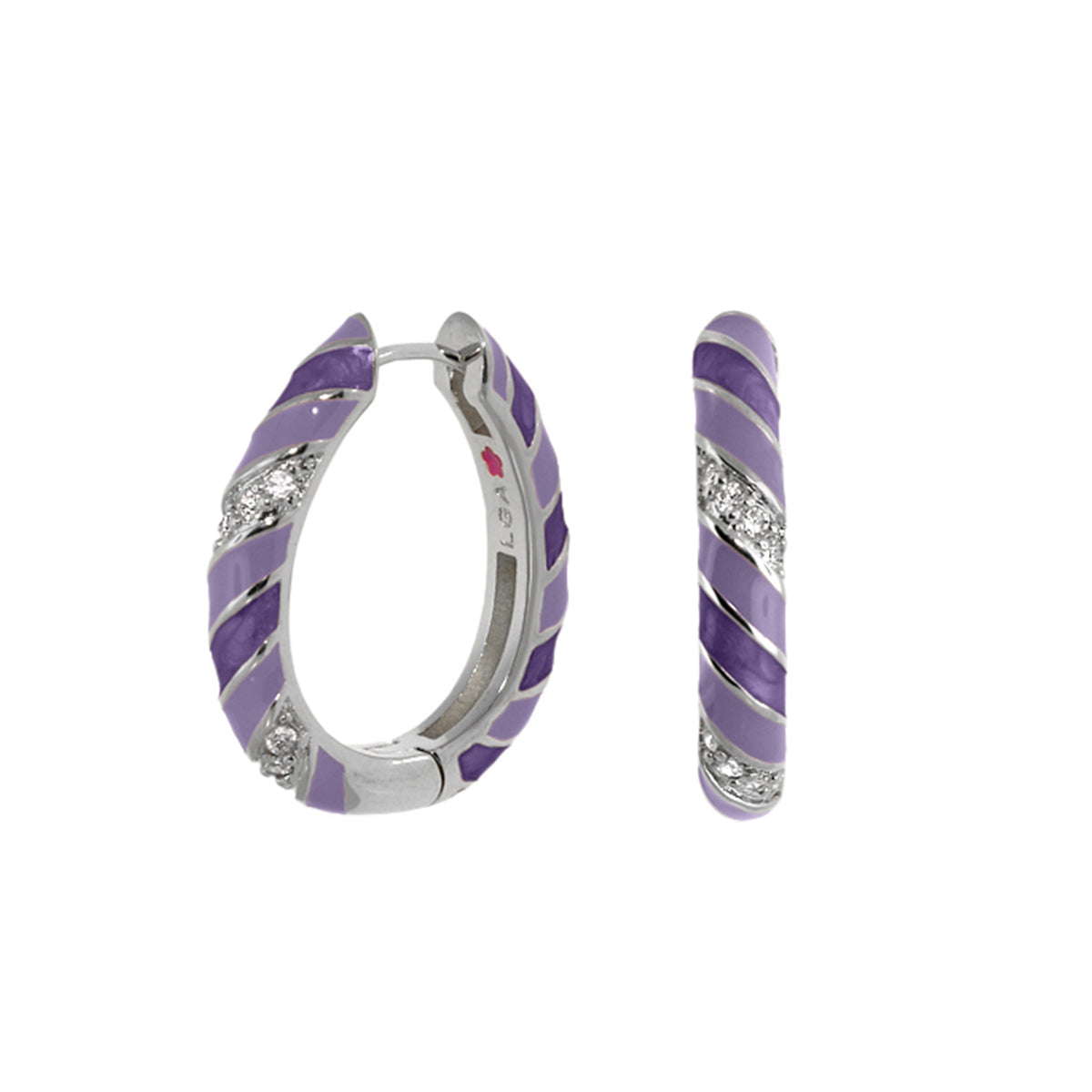 Stackable Fiesta Earrings — Enamel Stripe Pavé Hoop