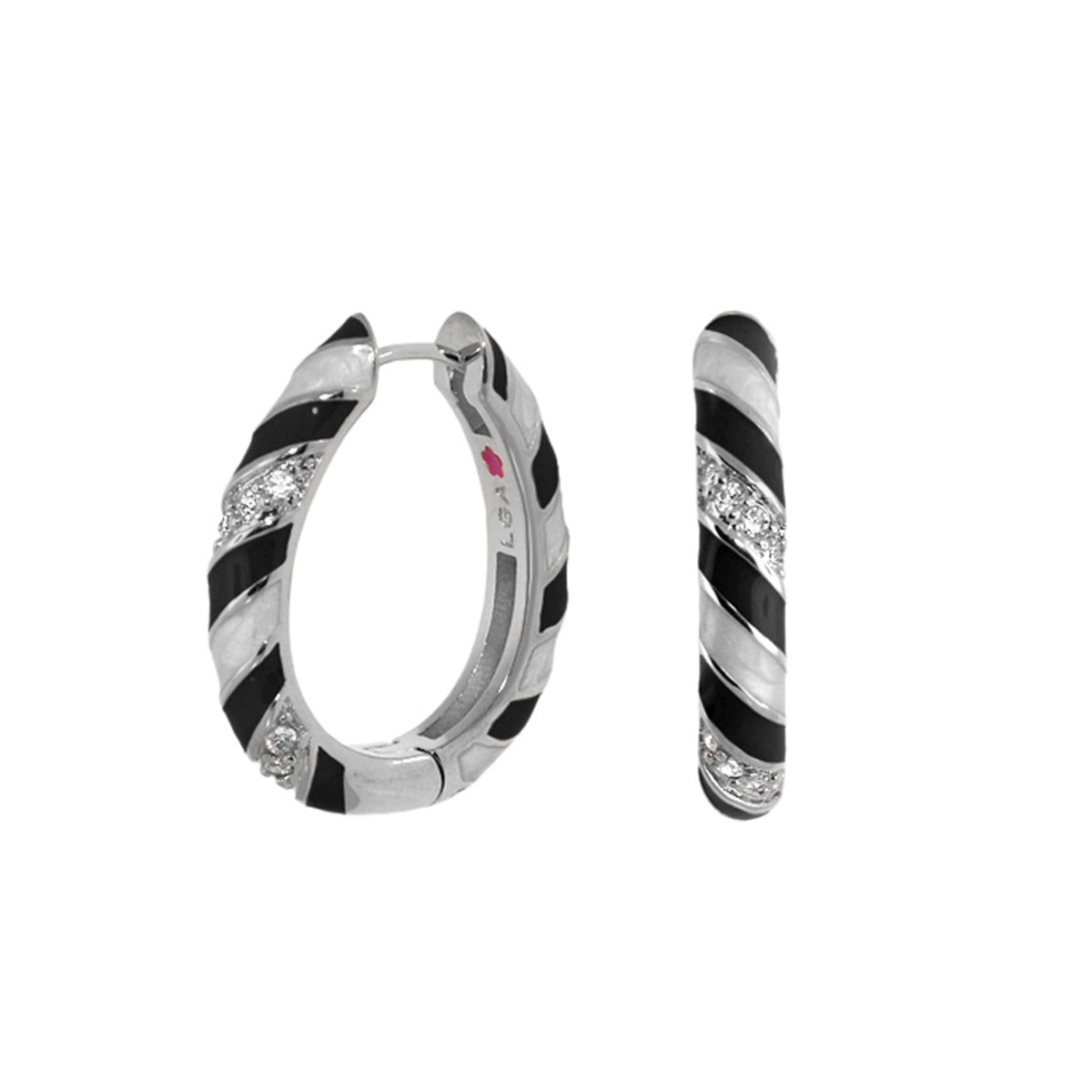 Stackable Fiesta Earrings — Enamel Stripe Pavé Hoop