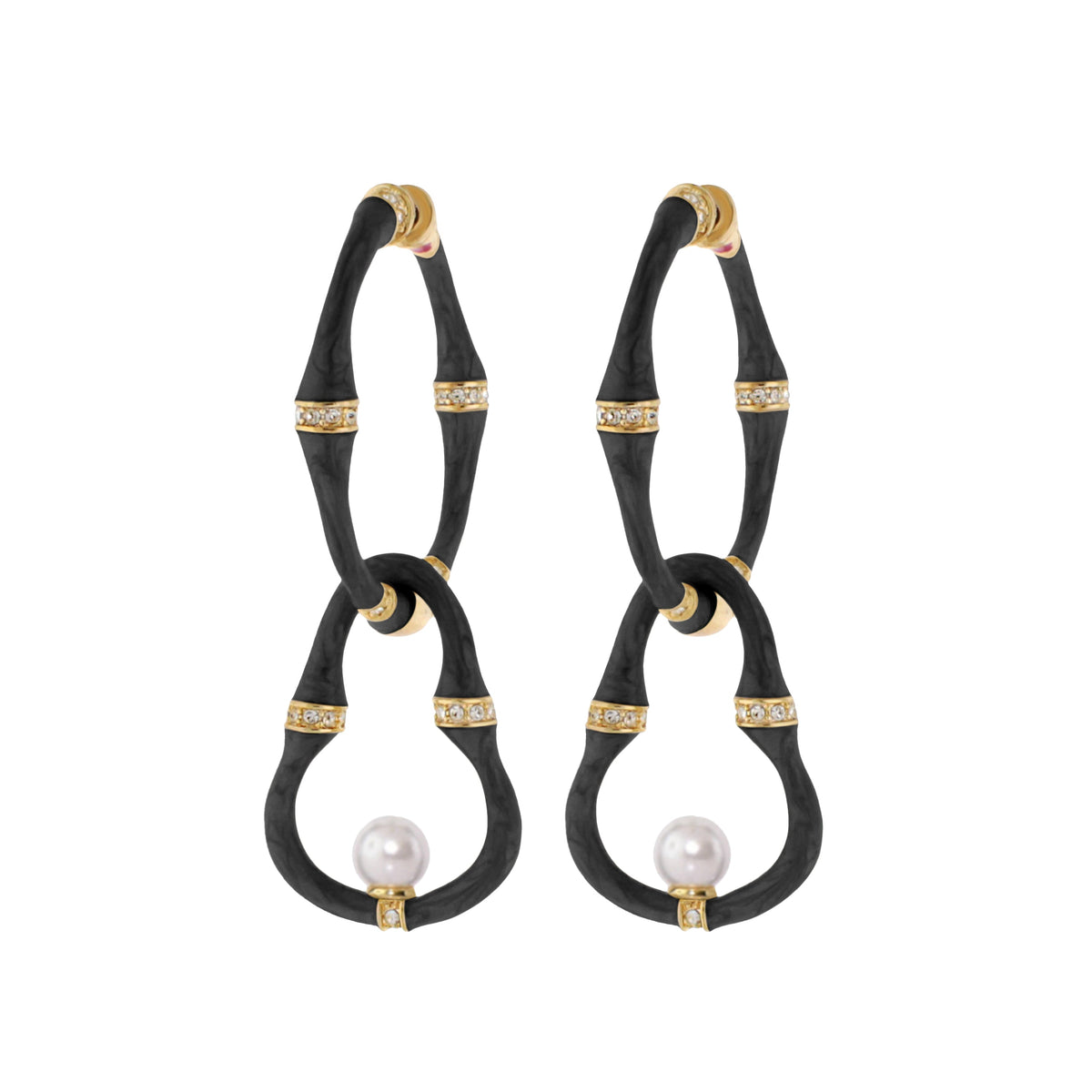 Bamboo Earrings — Pearl Drop