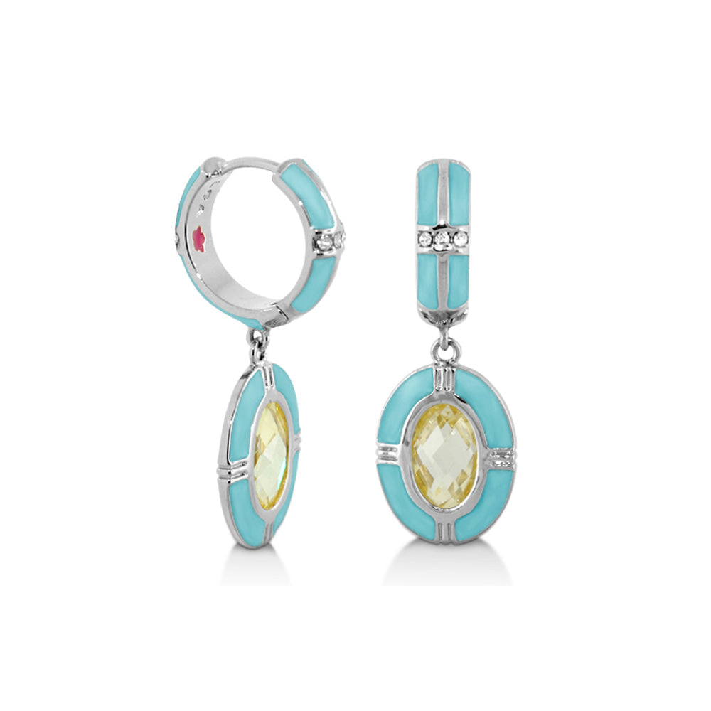 Prince Charming Earrings — Enamel-Framed Oval Drop