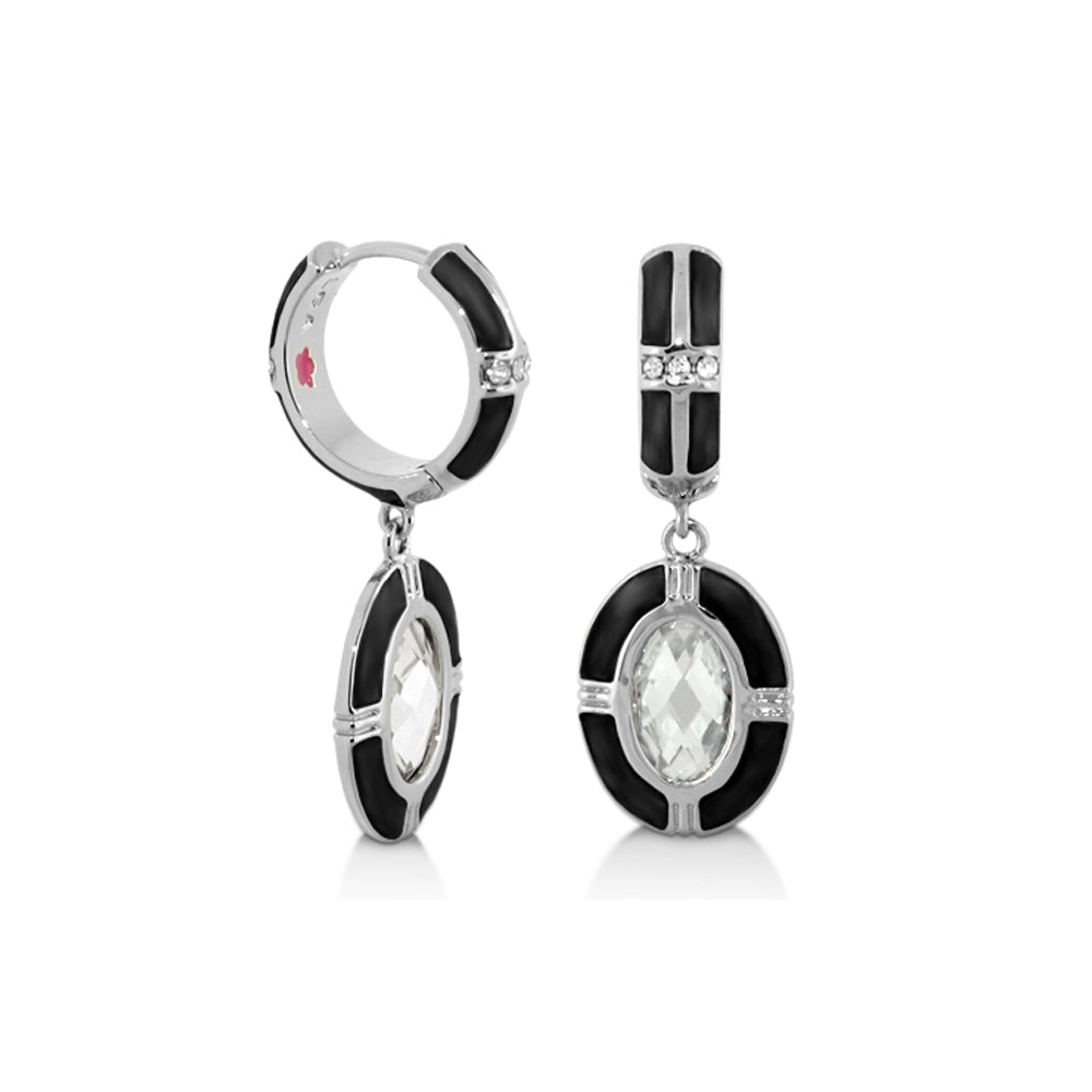 Prince Charming Earrings — Enamel-Framed Oval Drop