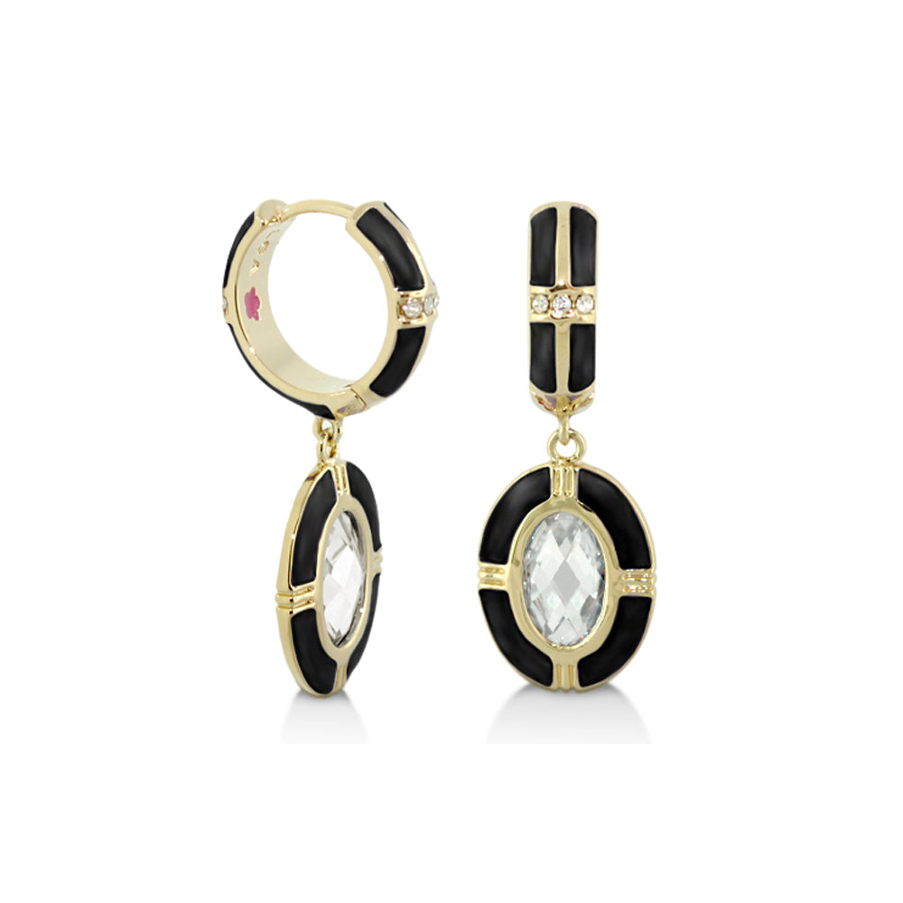 Prince Charming Earrings — Enamel-Framed Oval Drop