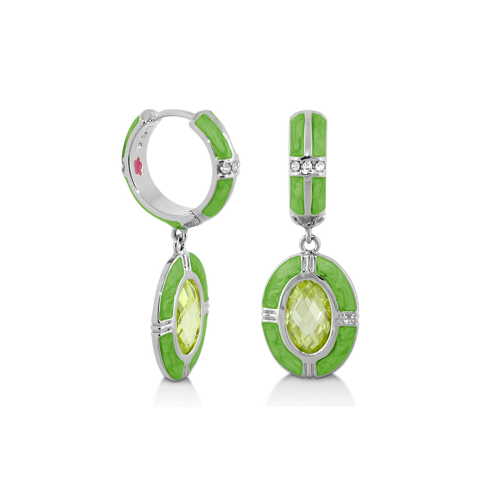 Prince Charming Earrings — Enamel-Framed Oval Drop