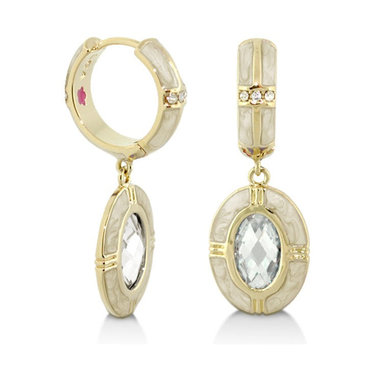 Prince Charming Earrings — Enamel-Framed Oval Drop