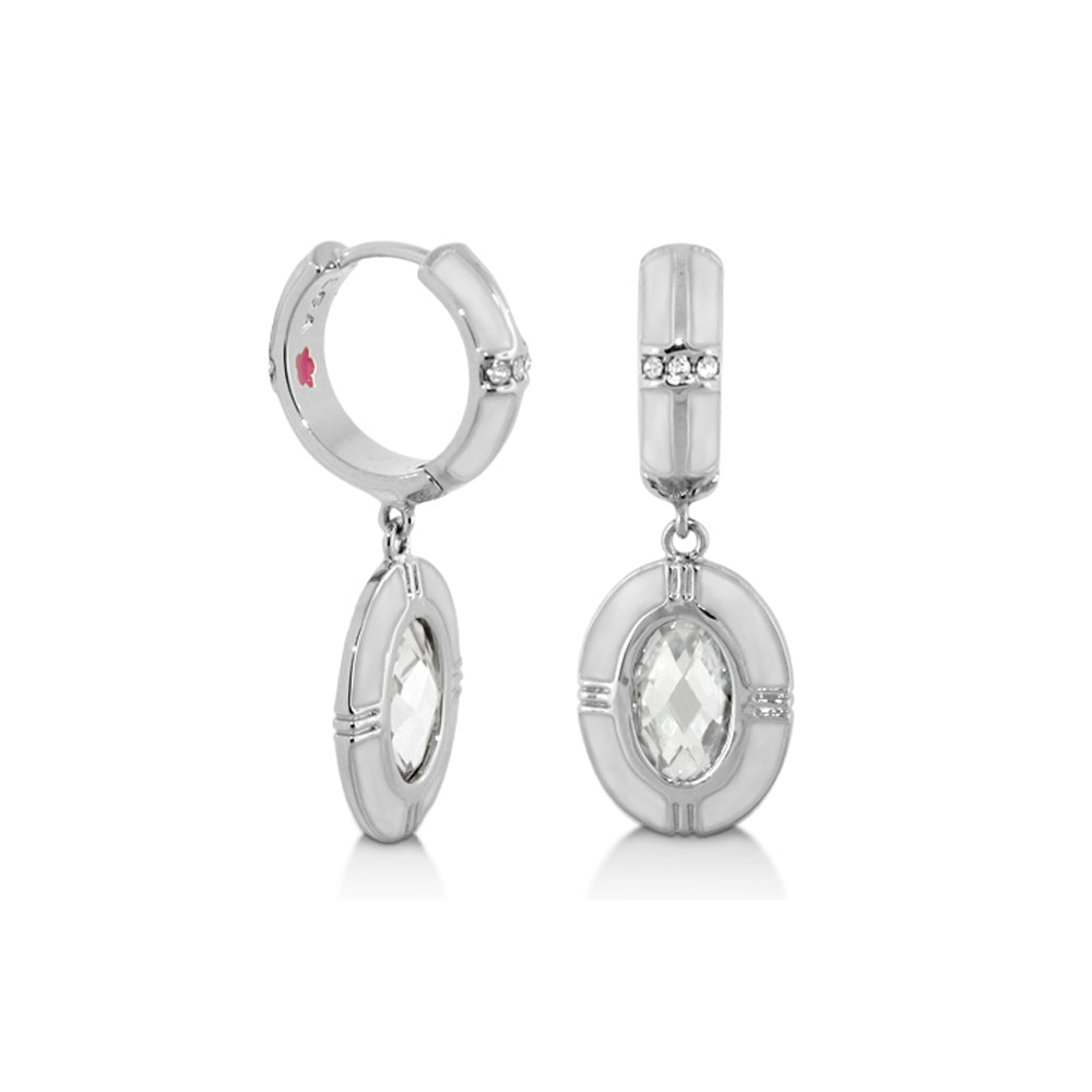 Prince Charming Earrings — Enamel-Framed Oval Drop