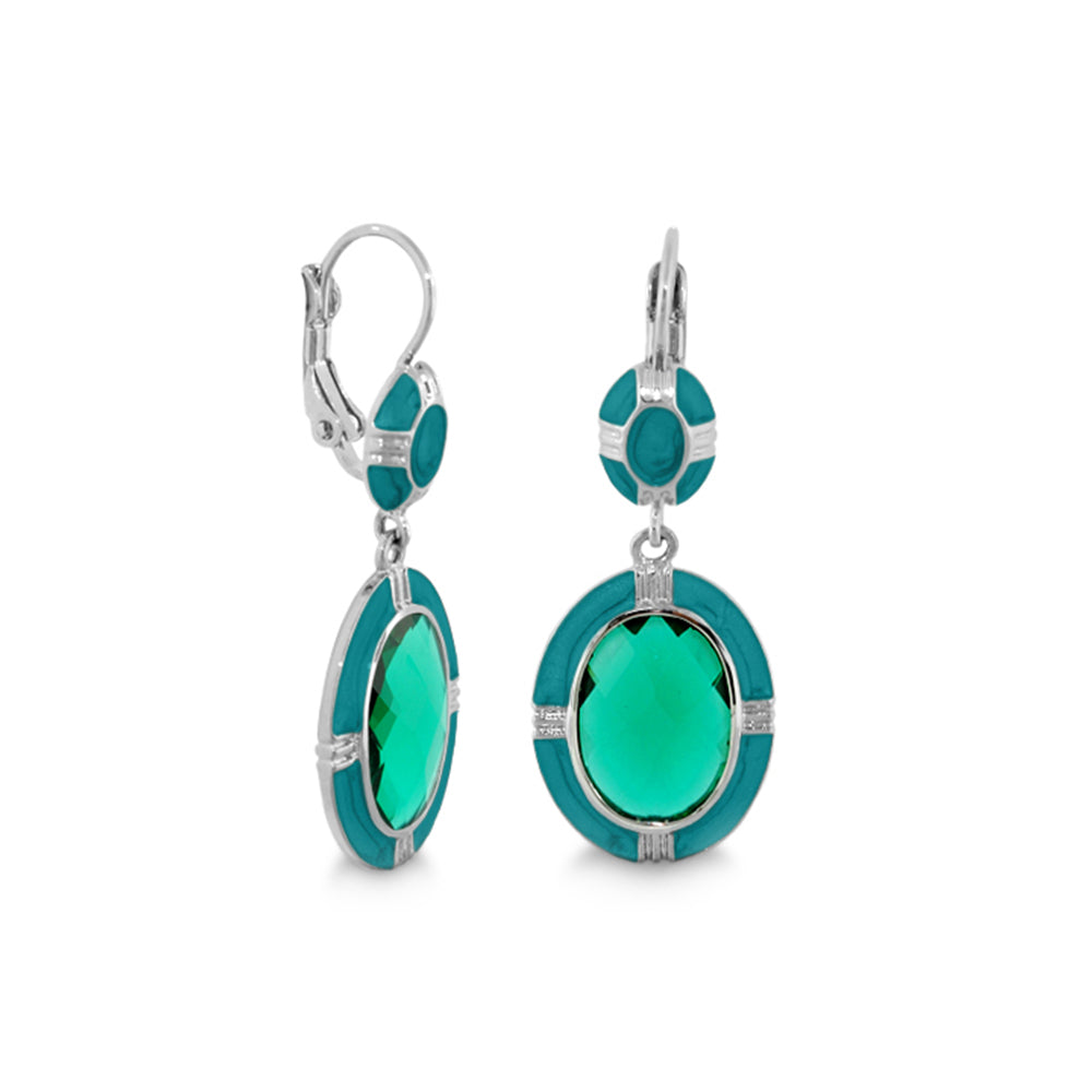 Prince Charming Earrings — Enamel-Framed Oval Leverback