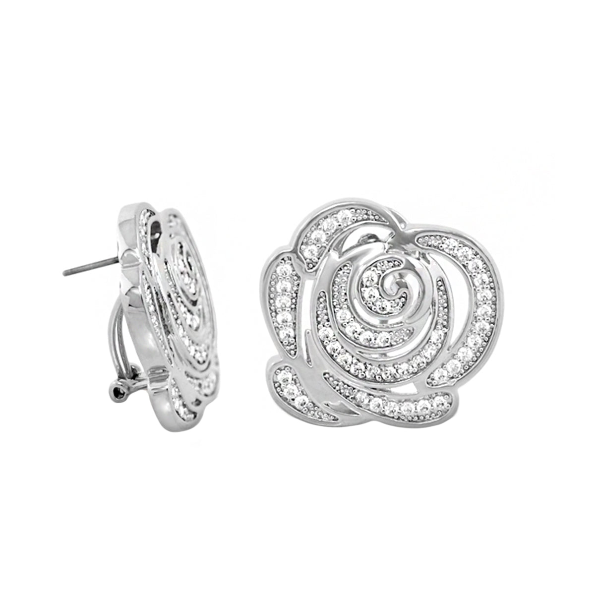 Rose Garden Earrings — Pavé Rose Clip