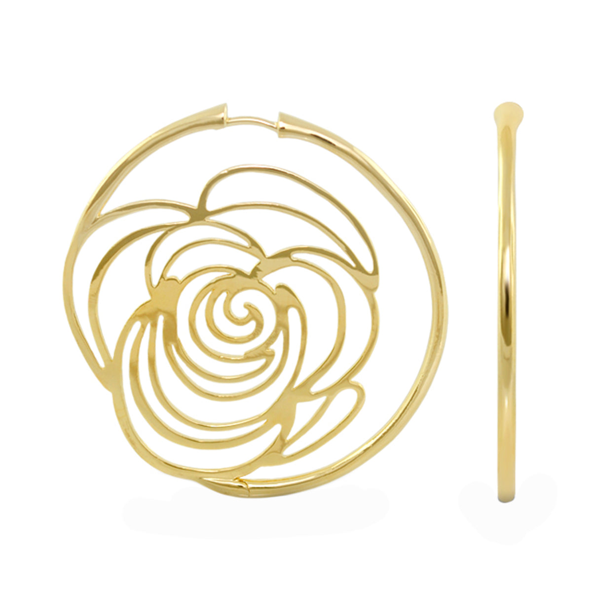 Rose Garden Earrings — Open Rose Hoop