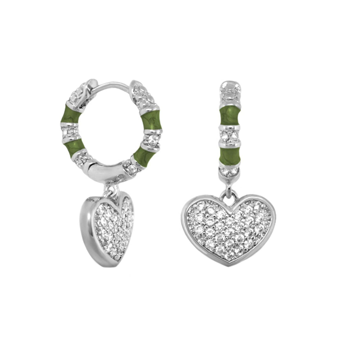 Charming 2 Earrings — Pavé Heart Drop