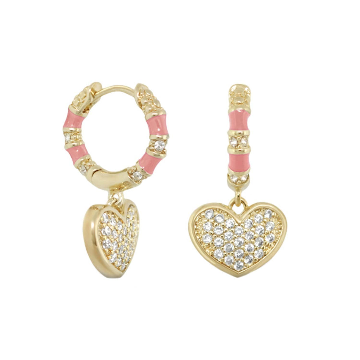 Charming 2 Earrings — Pavé Heart Drop