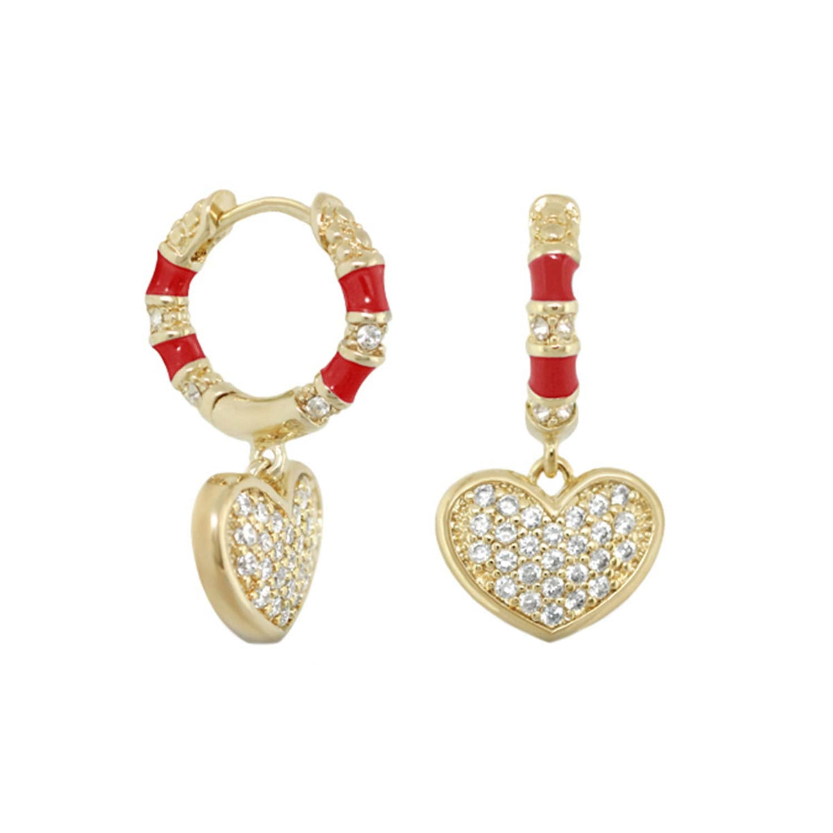 Charming 2 Earrings — Pavé Heart Drop