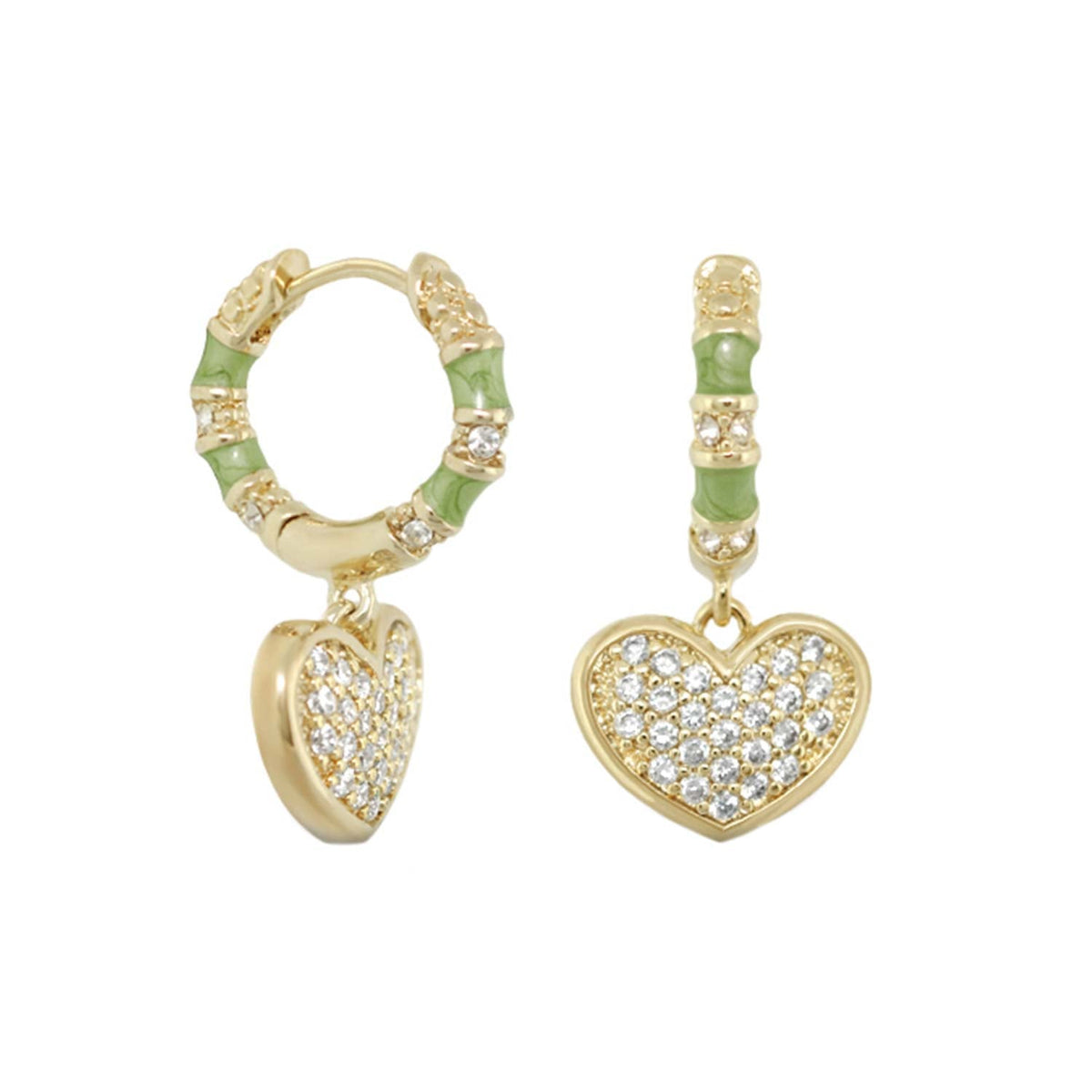 Charming 2 Earrings — Pavé Heart Drop