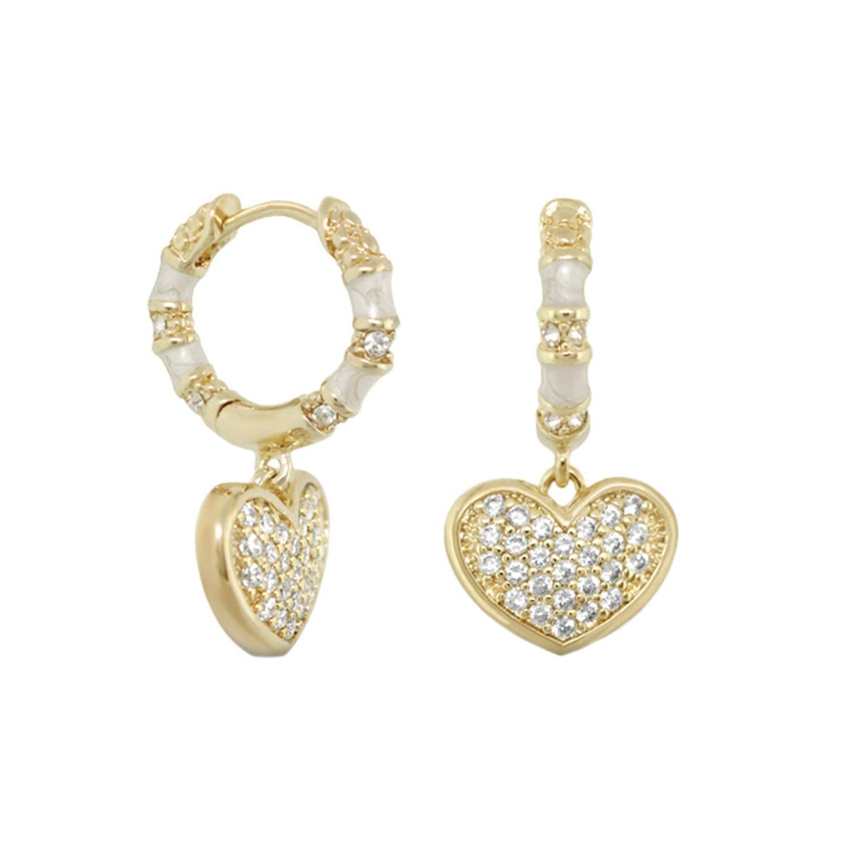 Charming 2 Earrings — Pavé Heart Drop