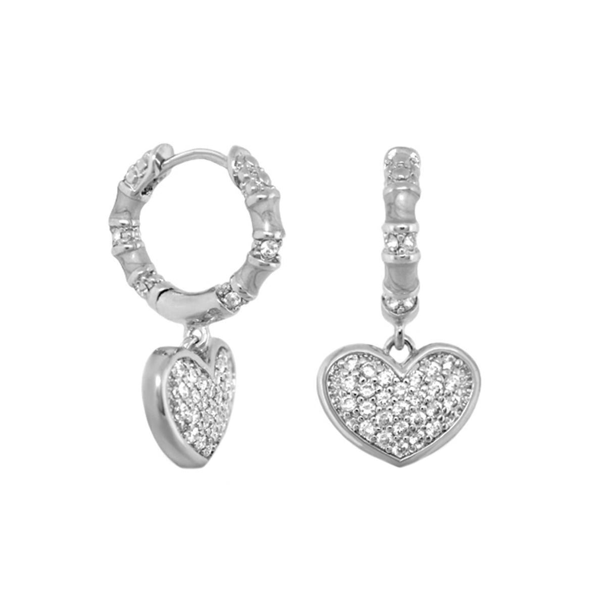 Charming 2 Earrings — Pavé Heart Drop