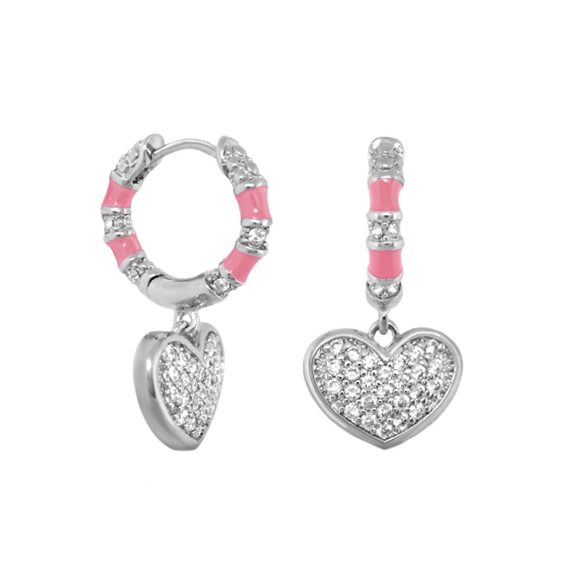 Charming 2 Earrings — Pavé Heart Drop