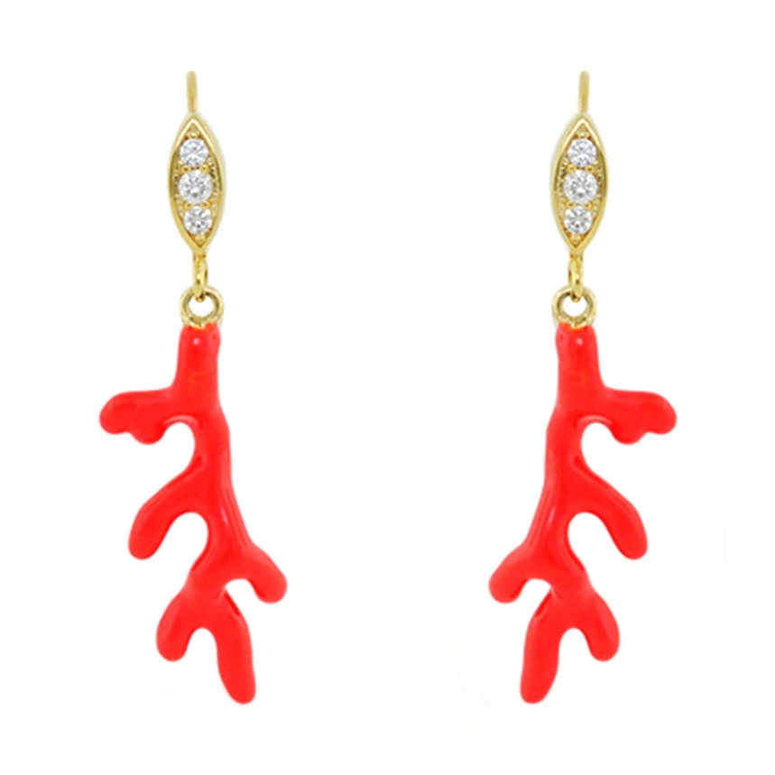 Eau Enamel Coral Earrings