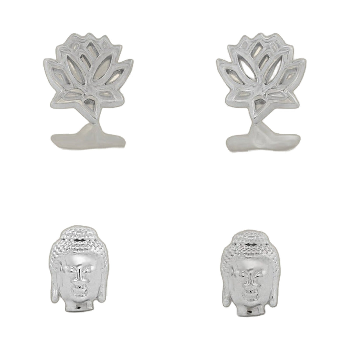 Sydney Leigh Buddha & Lotus Flower Earrings Set of 2