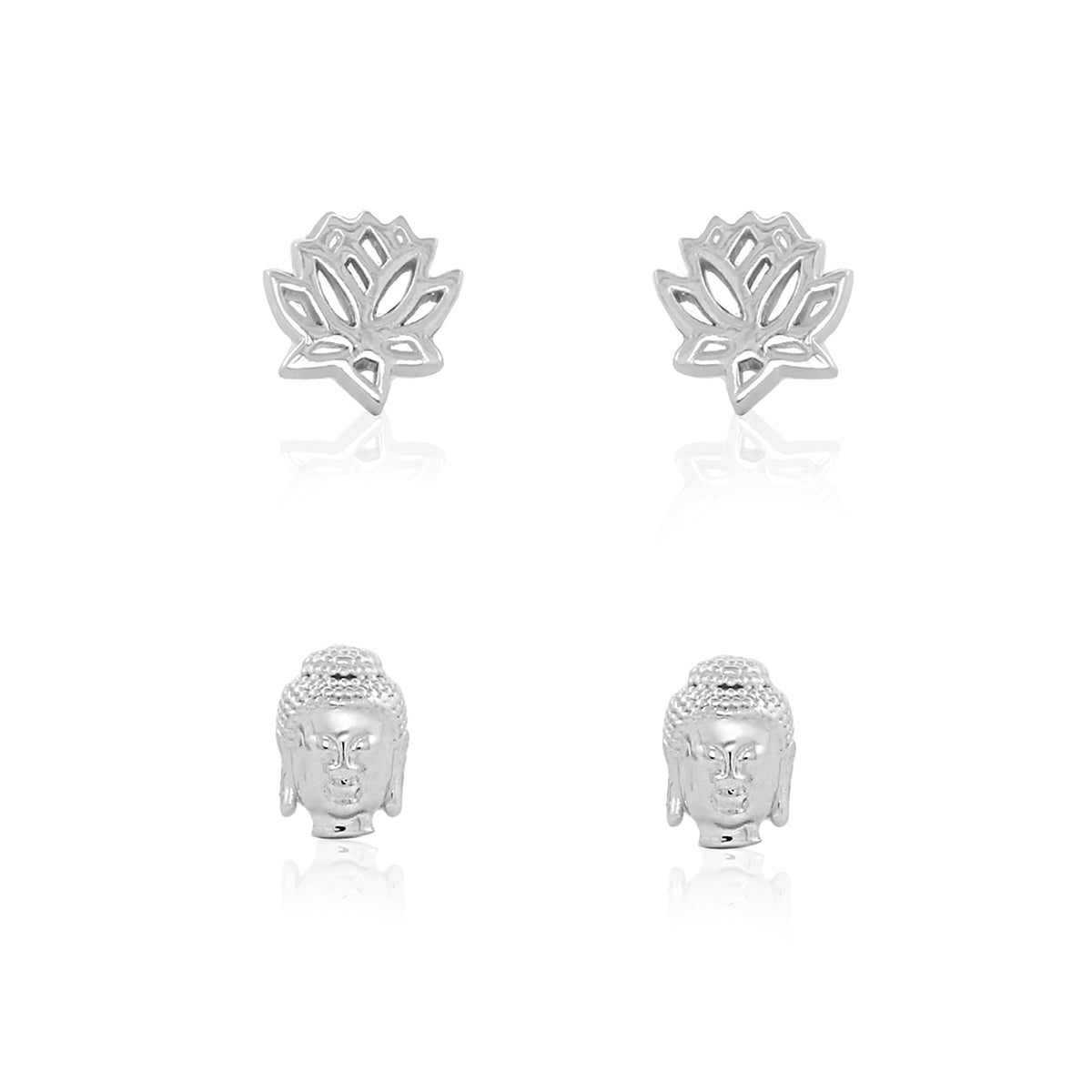 Sydney Leigh Buddha & Lotus Flower Earrings Set of 2