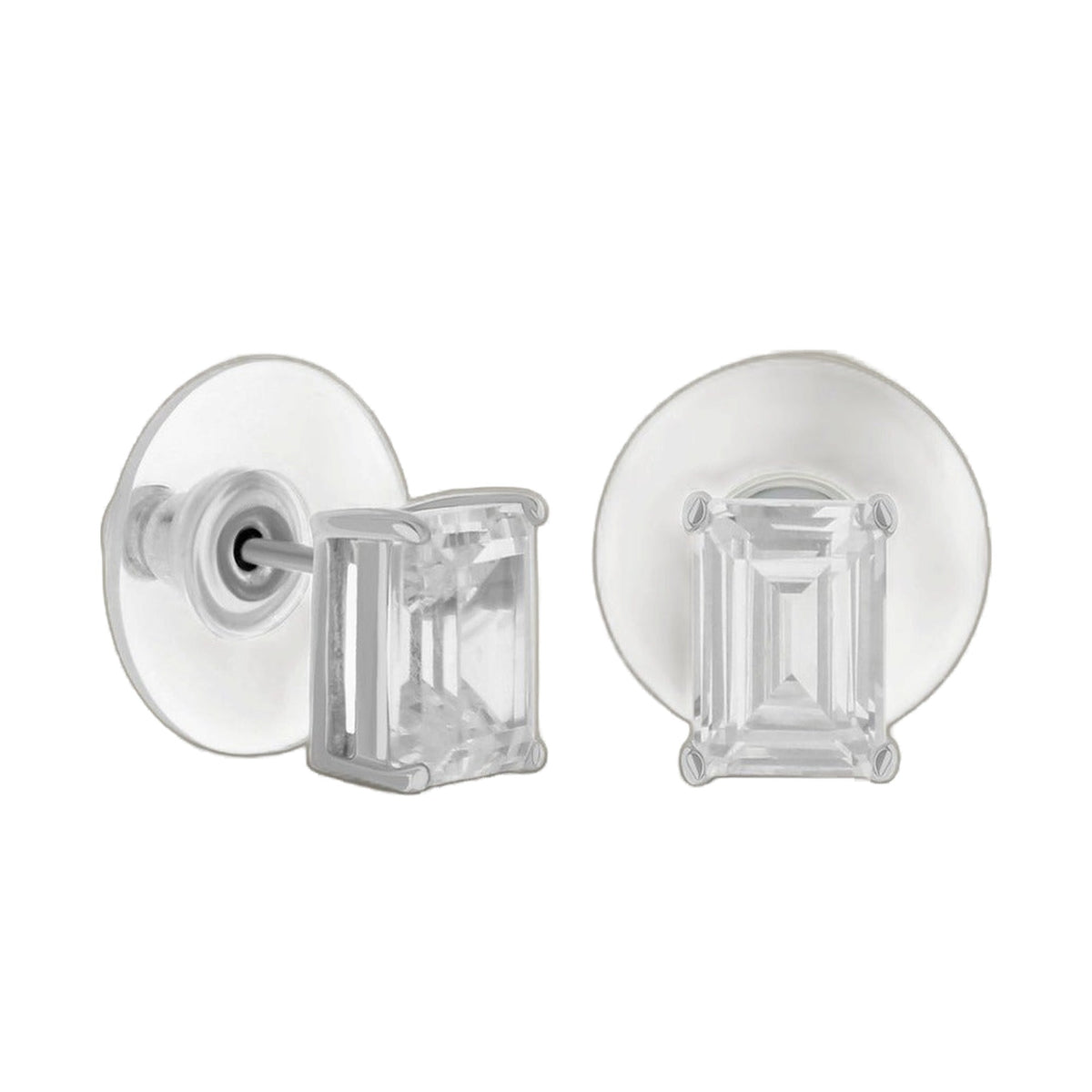 925 Emerald Cut Earrings 1.3 Ct