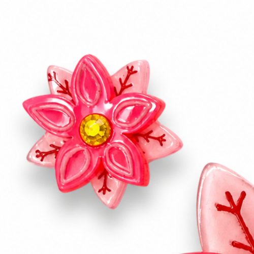 Pretty Poinsettia Brooch & Earring Set by Lipstick & Chrome — Christmas Floral Jewelry Set