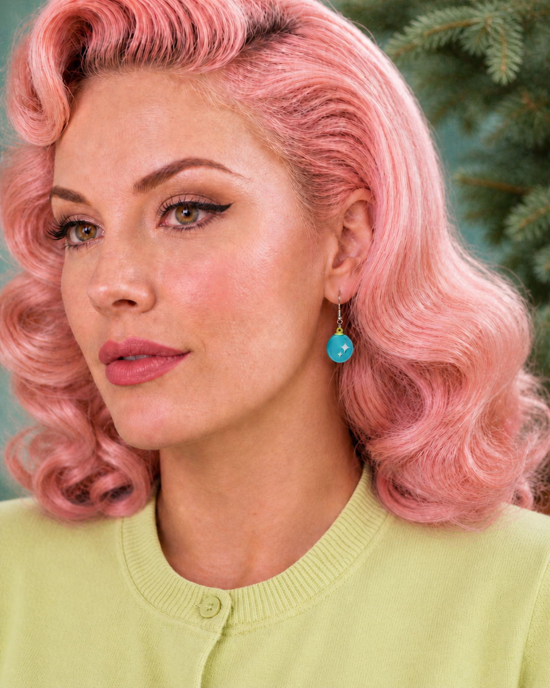 Christmas Bauble Drop Earrings by Lipstick & Chrome — Festive Ornament Drop Earrings