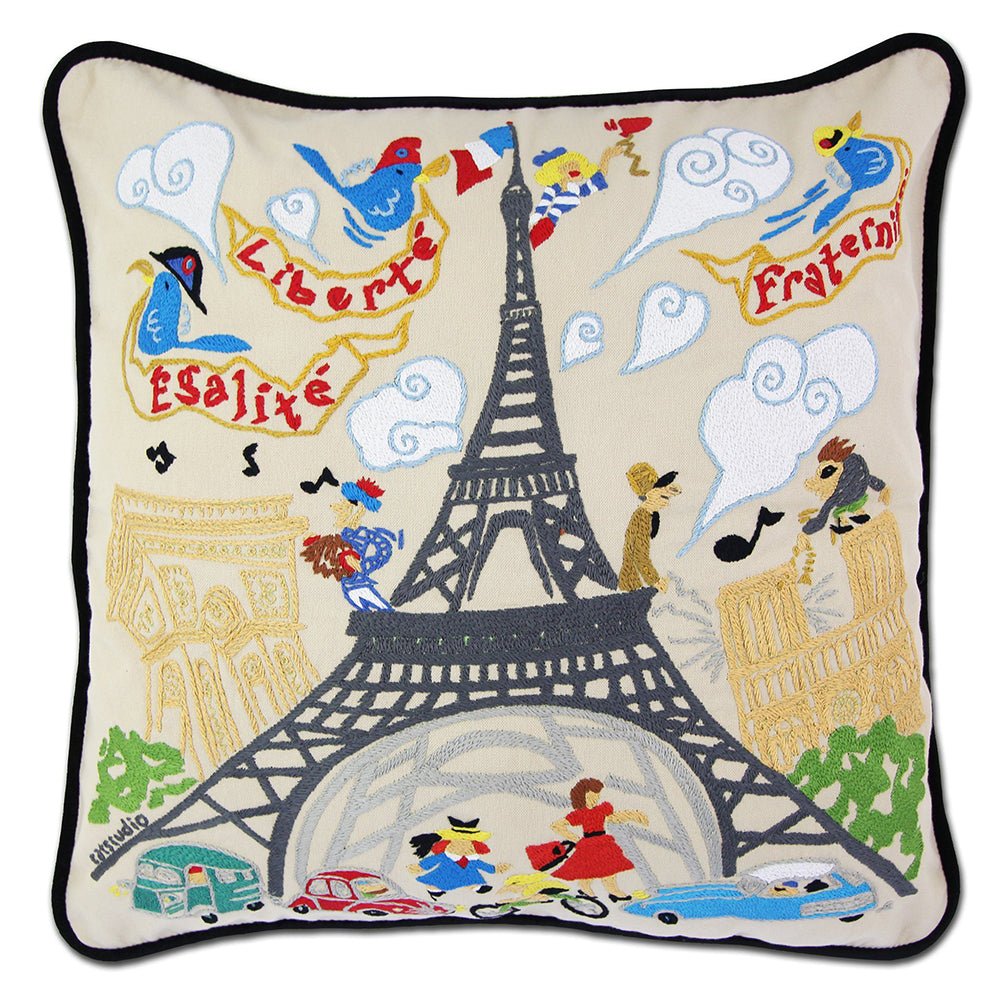 Eiffel Tower Paris Hand - Embroidered Pillow by Quirks! at Shirley Shoppe