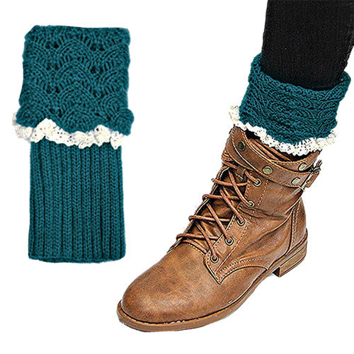 Emerald Scale Crochet Leg Warmer Boot Topper
