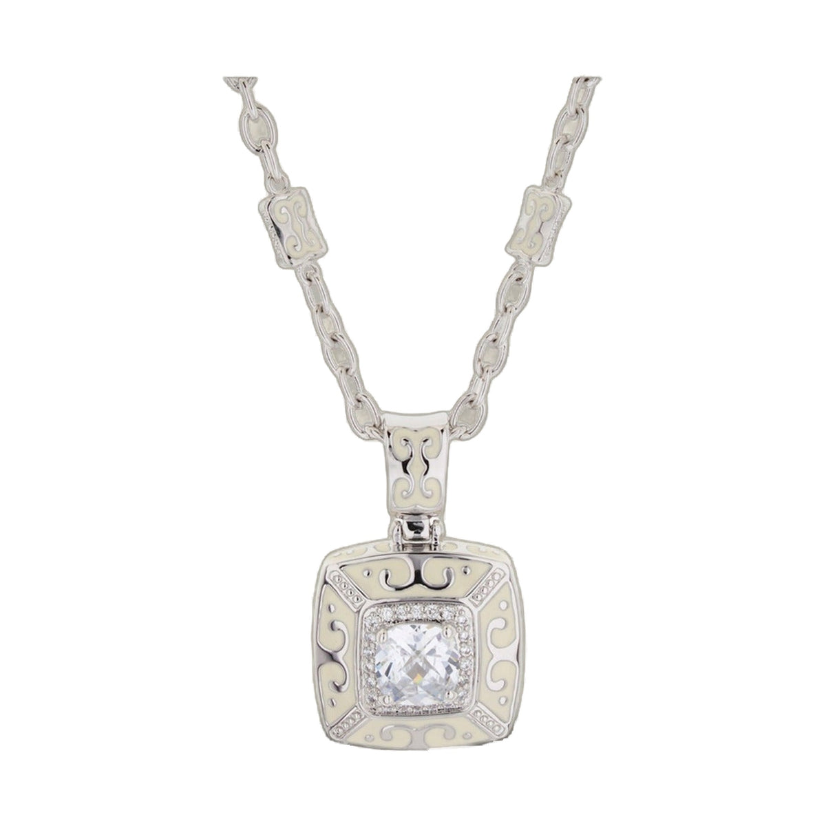 Enamel Engagement — Framed Crystal Pendant
