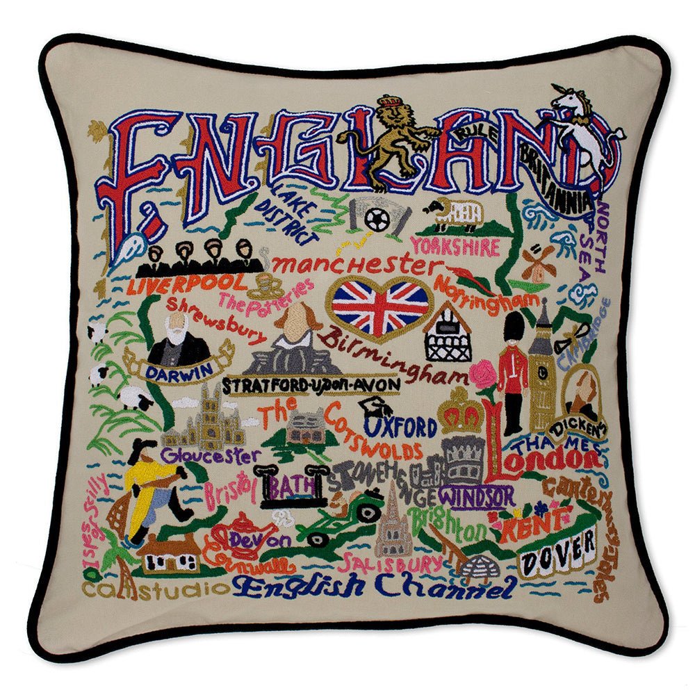 England Hand - Embroidered Pillow by Quirks! at Shirley Shoppe