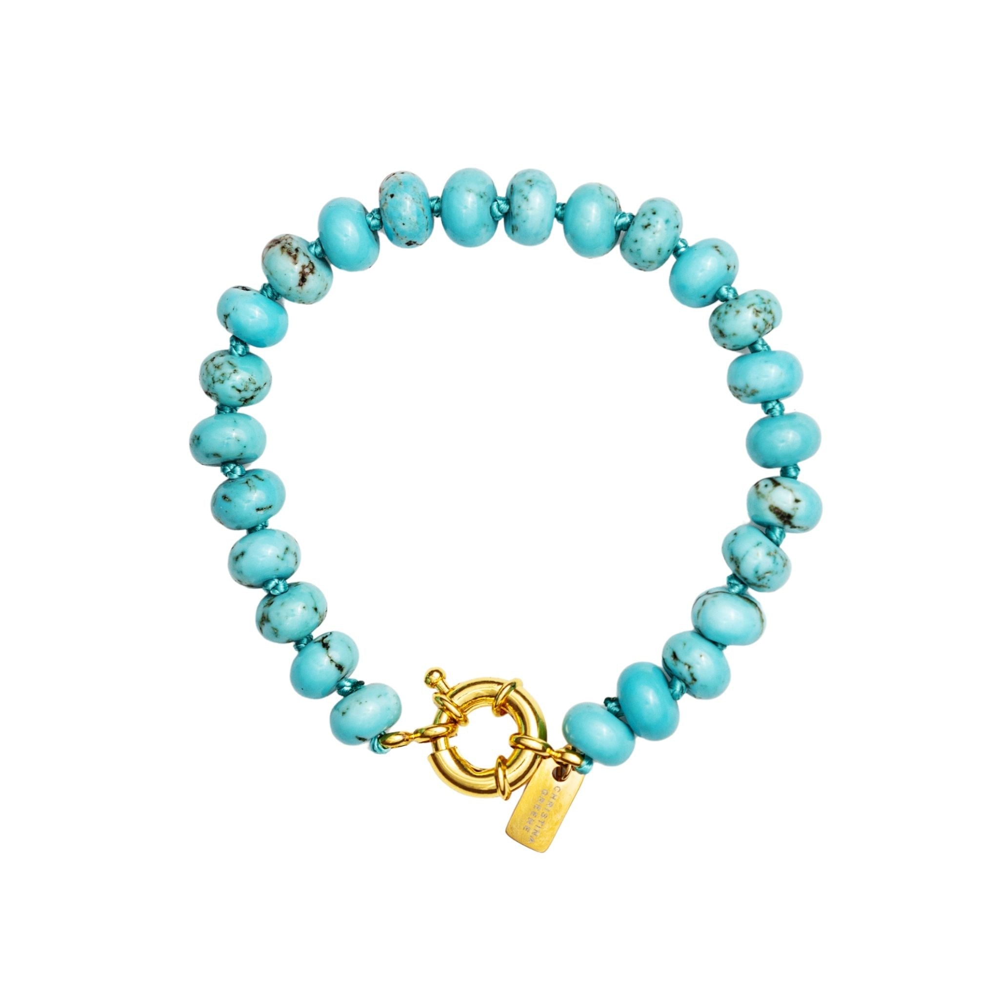 Eternal Turquoise Beaded Knotted Bracelet by Christina Greene at Shirley Shoppe