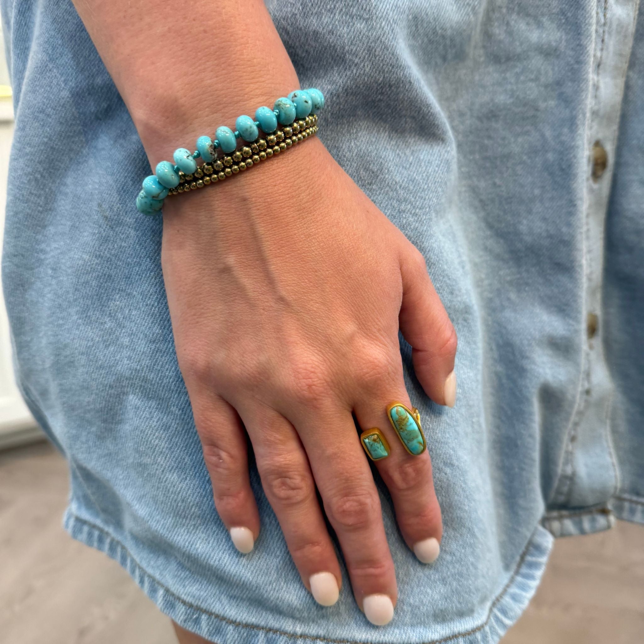 Eternal Turquoise Beaded Knotted Bracelet by Christina Greene at Shirley Shoppe